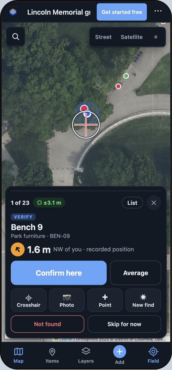 At the bench: 1.6 metres away, Confirm here.